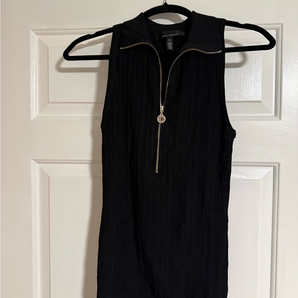 White House Black Market Black Sleeveless Zip Tank